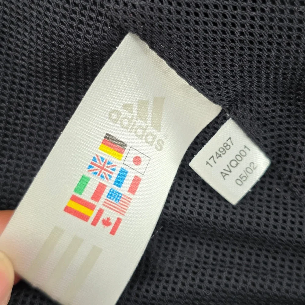 Vintage Adidas Y2K Windbreaker Jacket Mens‎ XL Black White Striped StreetWear 02